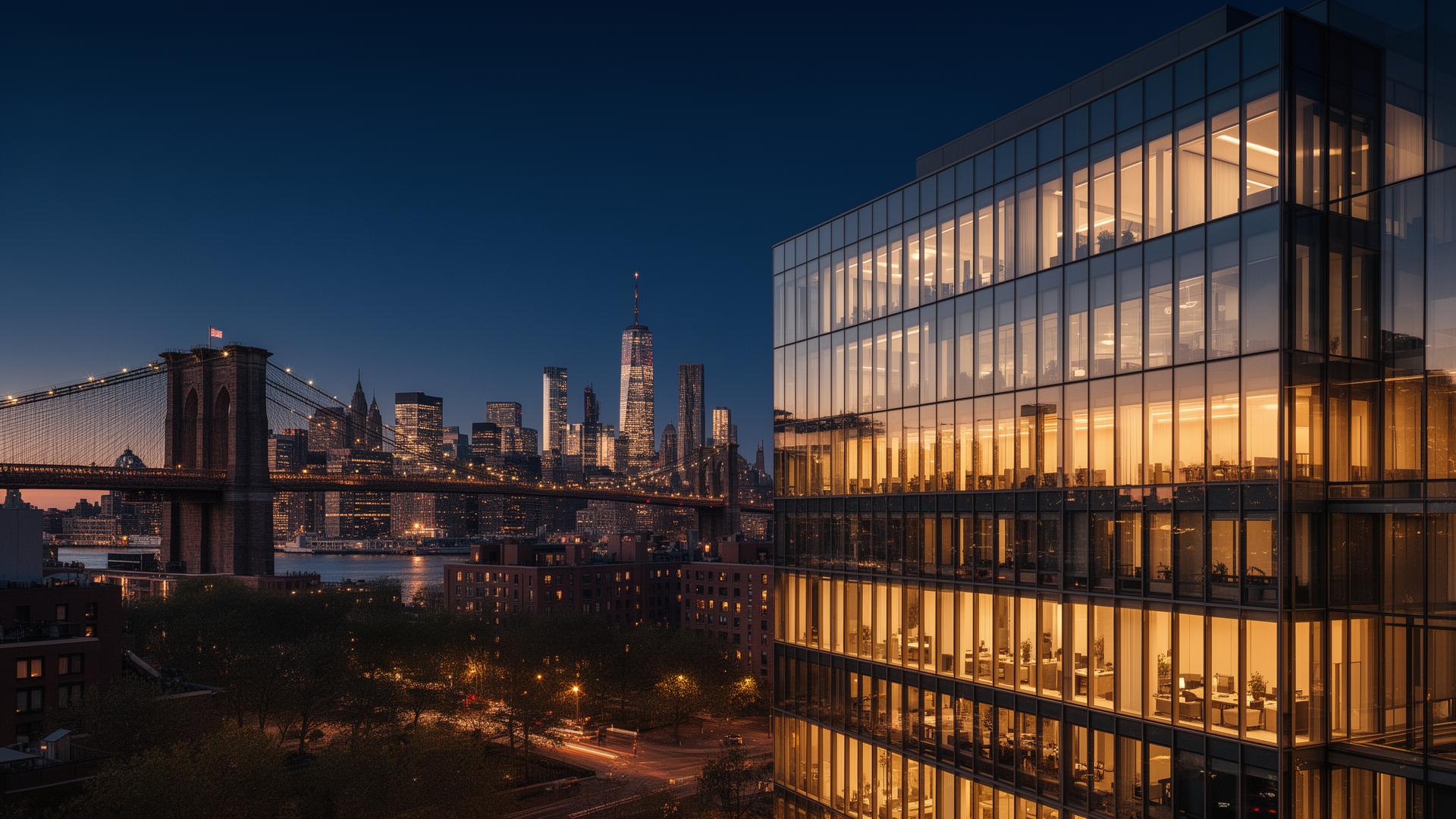 New York City skyline at dusk